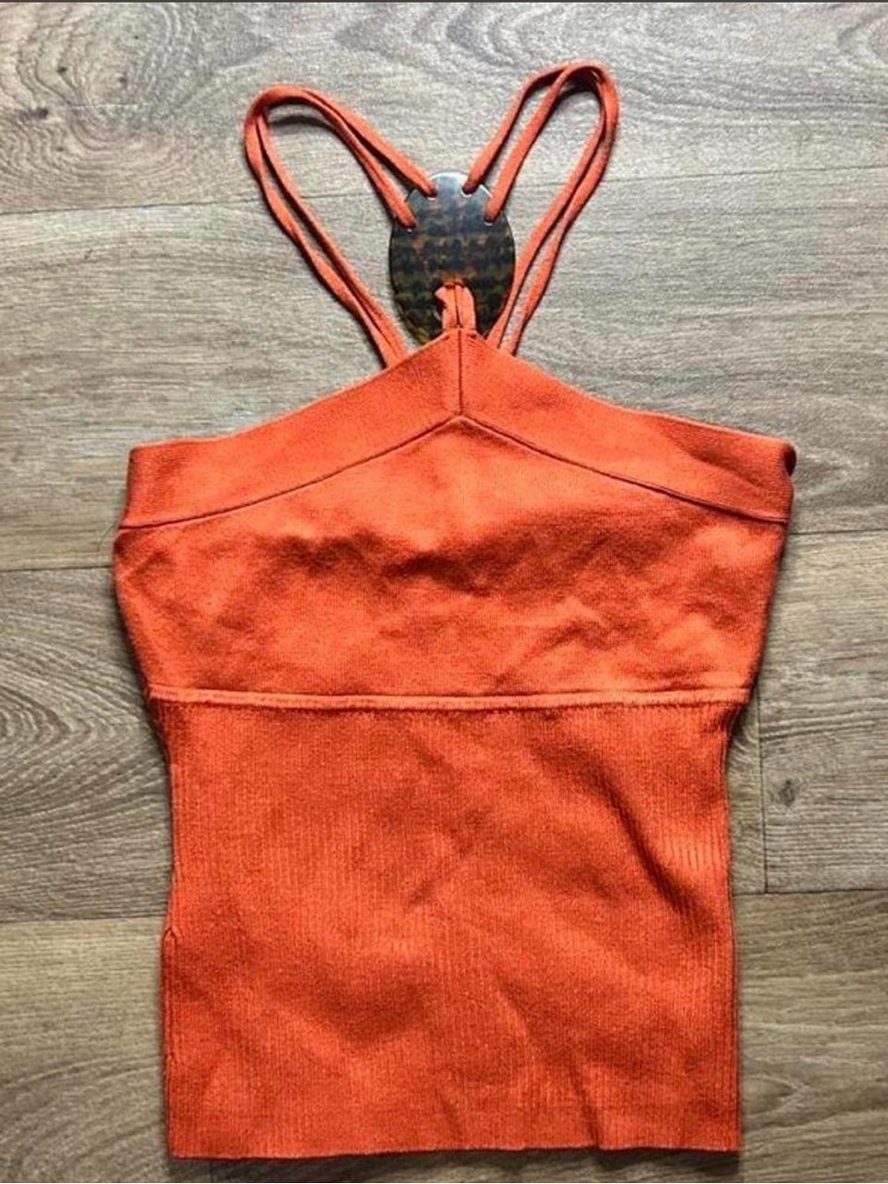 New York & Company Y2K Orange Strappy Cami Halter Top
